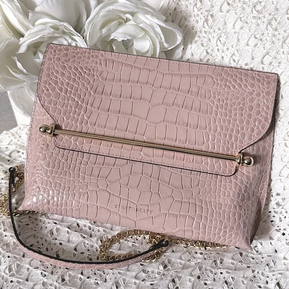Strathberry East West Stylist Croc Clutch (Blush, Pink) - Picture 2 of 16